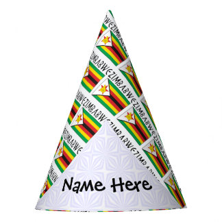 Zimbabwe Zimbabwean Flag Tiled Black Personalized  Party Hat