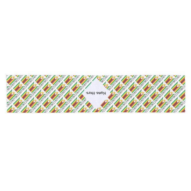 Zimbabwe Zimbabwean Flag Tiled Black Personalized  Short Table Runner (Horizontal)