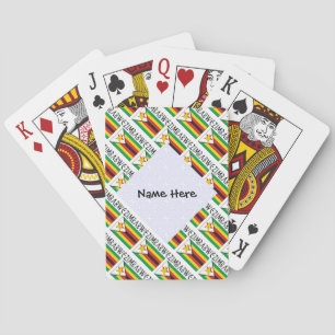 Zimbabwe Zimbabwean Flag Tiled Personalize Name Playing Cards