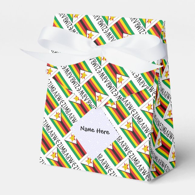 Zimbabwe Zimbabwean Flag Tiled Personalized  Favor Box (Front Side)