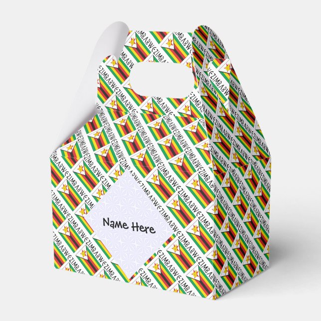 Zimbabwe Zimbabwean Flag Tiled Personalized  Favor Box (Front Side)