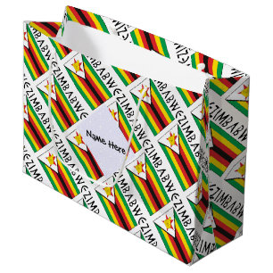 Zimbabwe Zimbabwean Flag Tiled Personalized  Large Gift Bag