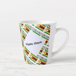Zimbabwe Zimbabwean Flag Tiled Personalized  Latte Mug