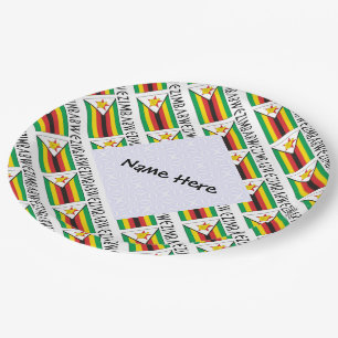 Zimbabwe Zimbabwean Flag Tiled Personalized Paper Plate