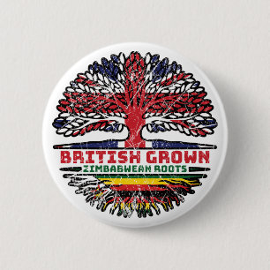 Zimbabwe Zimbabwean Uk United Kingdom British Tree 2 Inch Round Button