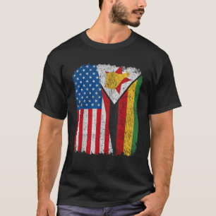 Zimbabwean American Flag Half USA Zimbabwe Root Pr T-Shirt
