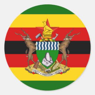 Zimbabwean Flag & Coat of Arms, Flag of Zimbabwe Classic Round Sticker