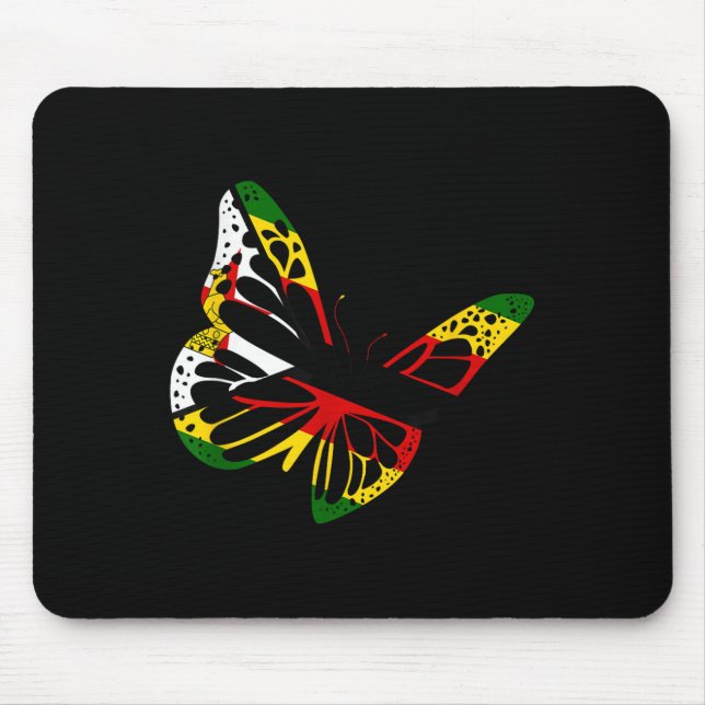 Zimbabwean Roots Butterfly Zimbabwe Flag Zimbabwea Mouse Pad (Front)