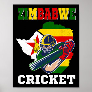 Zimbwe Cricket Player Flag Jersey Black People Spo Poster