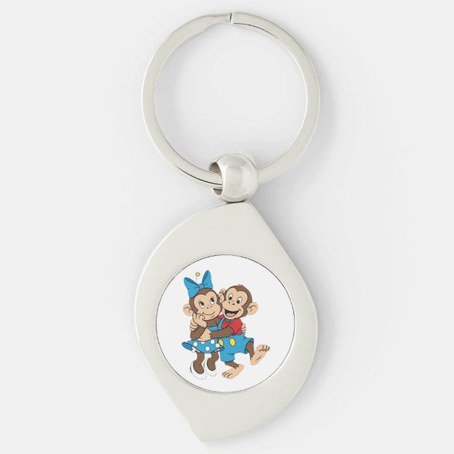 Zina and Mimo are flirting. Keychain (Front)
