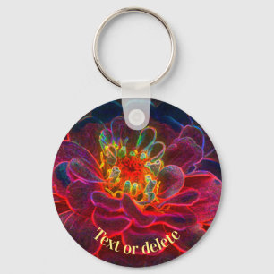 Zinnia Abstract Art Flower Personalized Keychain
