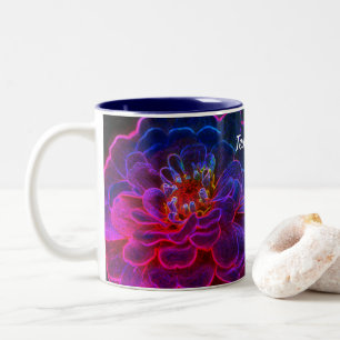 Zinnia Abstract Flower Art Flower Personalized Two-Tone Coffee Mug