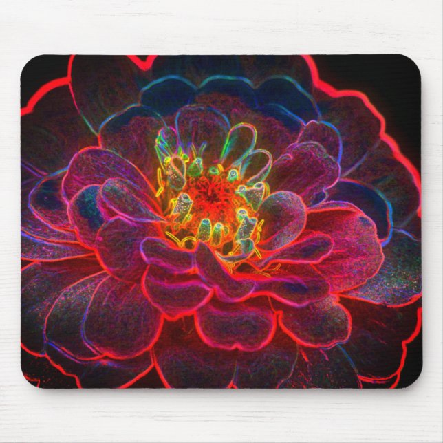 Zinnia Abstract Flower Art  Mouse Pad (Front)