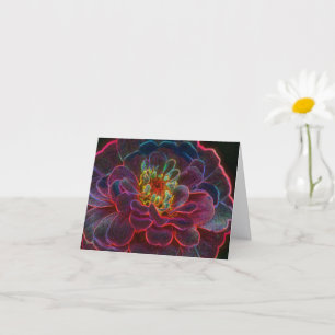 Zinnia Abstract Flower Art Note Card