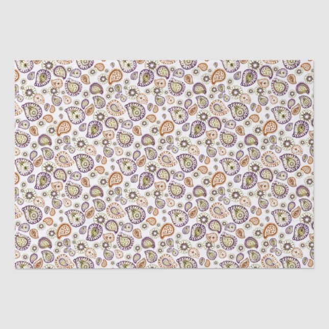 Zinnia and Paisley Tissue Paper (Front)