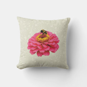 Zinnia and the Bee Throw Pillow