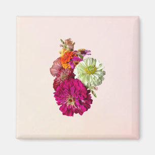Zinnia Bouquet Mixed Colours Magnet