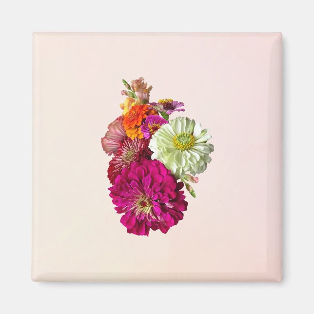 Zinnia Bouquet Mixed Colours Magnet (Front)