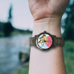 Zinnia Butterfly Nature eWatch Watch<br><div class="desc">Butterfly on zinnia, nature inspired wristwatch. Blue sky background and swallowtail butterfly eating from a bright red zinnia flower is the image with a place for her first name initial. Shown with a black band or choose from the many other colours and designs. Perfect for a woman gardener and /...</div>