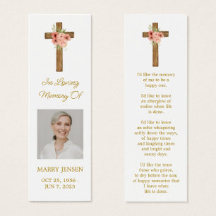 Zinnia Cross Photo Funeral Bookmark