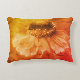 Zinnia Daisy Flower In Sepia Vintage  Accent Pillow