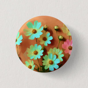 Zinnia Elegans Florals 1 Inch Round Button