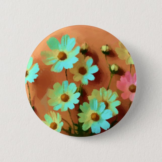 Zinnia Elegans Flowers 2 Inch Round Button (Front)