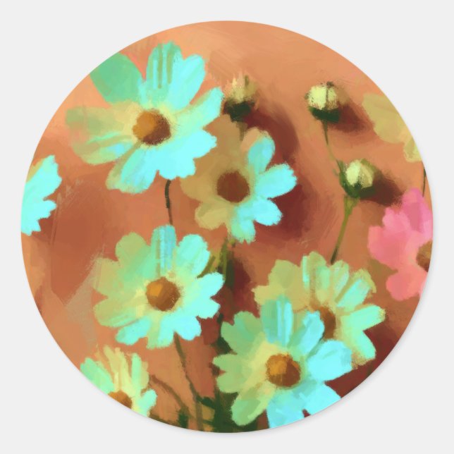 Zinnia Elegans Flowers Classic Round Sticker (Front)