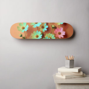 Zinnia Elegans Flowers Skateboard