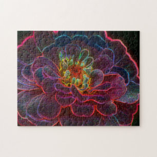 Zinnia Fantasy Abstract Flower Art Jigsaw Puzzle