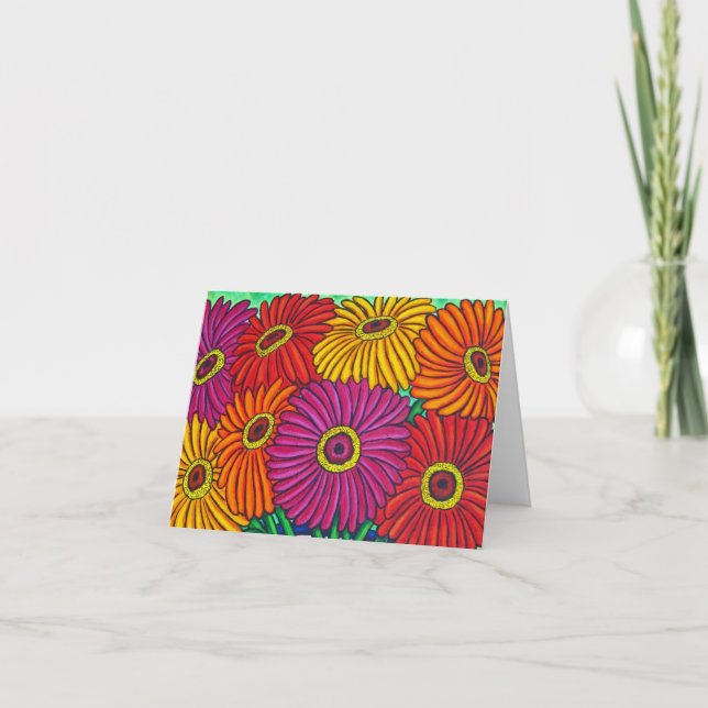 Zinnia Fiesta "Floral Crop"  Note/Greeting Card (Front)