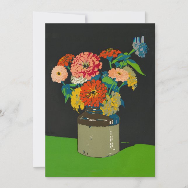 Zinnia floral crock obtenir bien bientôt carte de  (Devant)