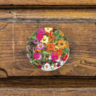 Zinnia Flower Garden Floral Ceramic Knob