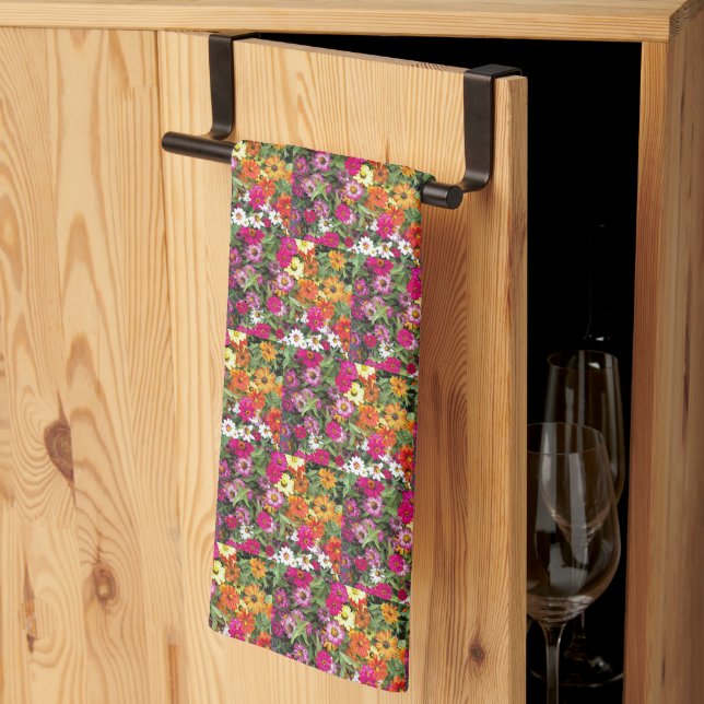 Zinnia Flower Garden Floral Cuisine Serviette (Pliage en tiers)