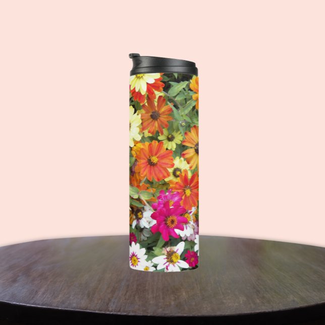 Zinnia Flower Garden Floral Thermal Tumbler (In Situ)