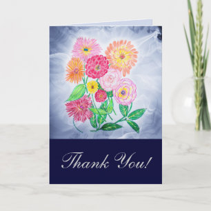 Zinnia Flower Thank You Card