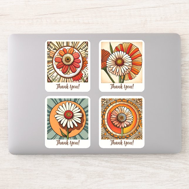 Zinnia Flowers Groovy Retro Personalized (Computer)