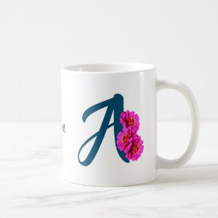 Zinnia Flowers Monogram Initial A Personalized Coffee Mug