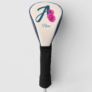 Zinnia Flowers Monogram Initial A Your Name Golf Head Cover
