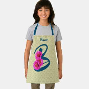 Zinnia Flowers Monogram Initial B Personalized Apron