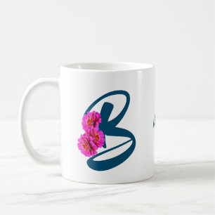 Zinnia Flowers Monogram Initial B Personalized Coffee Mug