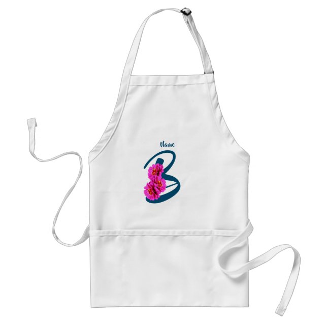 Zinnia Flowers Monogram Initial B Personalized Standard Apron (Front)
