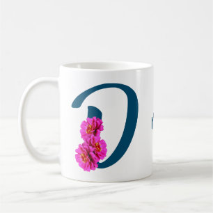 Zinnia Flowers Monogram Initial D Personalized Coffee Mug