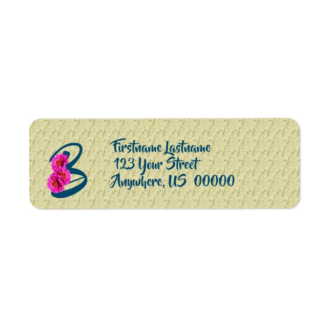 Zinnia Flowers Monogramme Adresse B initiale (Devant)