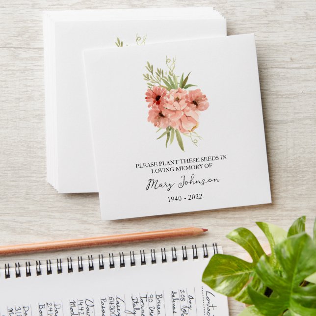 Zinnia Memorial Funeral Seed Envelope (Stacked)