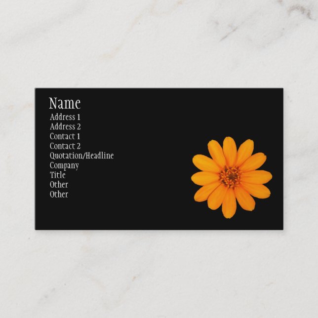 Zinnia Orange Profusion Business Card (Front)