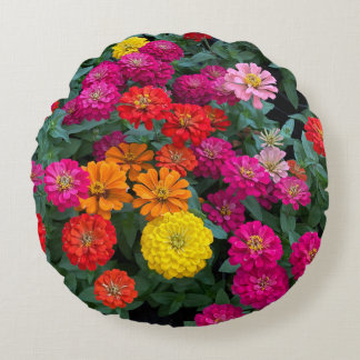 Zinnia Paradise Round Pillow
