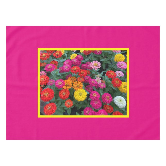 Zinnia Paradise Tablecloth (Front (Horizontal))