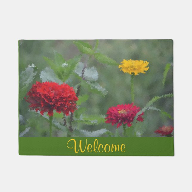 Zinnia Welcome Doormat (Front)