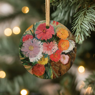 Zinnias and Asters   Tadeusz Makowski Ceramic Ornament